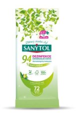 Sanytol Dezinfekční univerzální čisticí utěrky čistič 94 % rostlinného původu eukalyptus a máta 72 ks